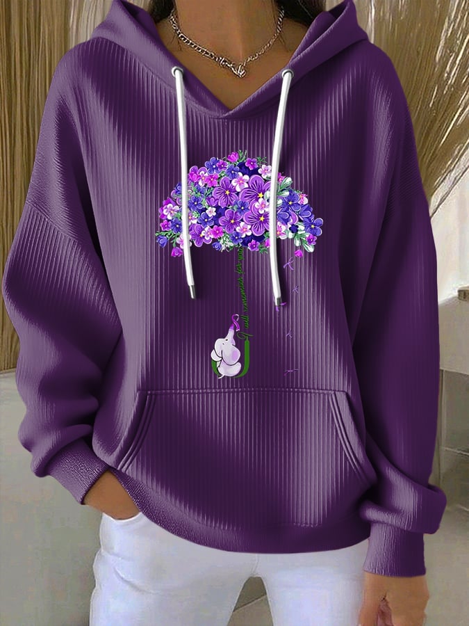Women's purple floral casual print sweatshirt