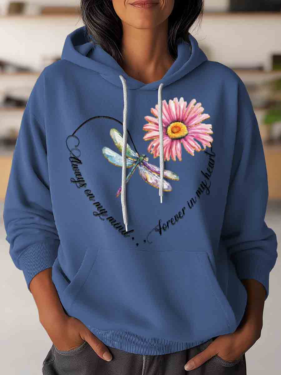 Forever In My Heart Dragonfly Art Casual Hoodie Sweatshirt