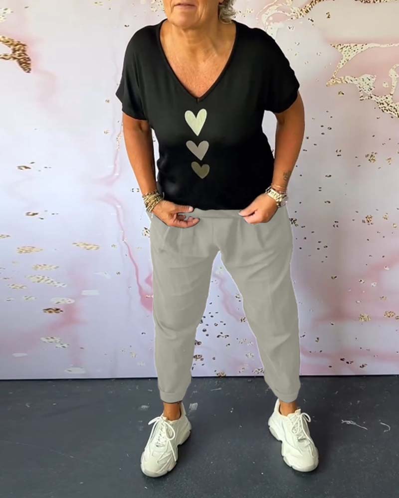 Comfortable Casual Pants with Solid Color Pocket