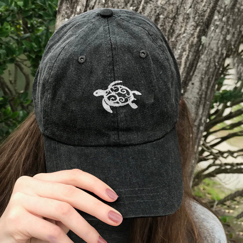 Dashingsoul Sea Turtle Print Washed Cap