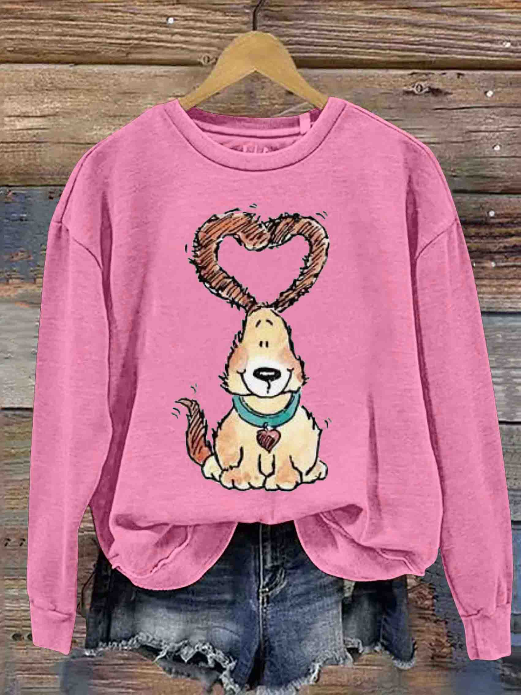 Vantage Cute Puppy Heart Casual Sweatshirt
