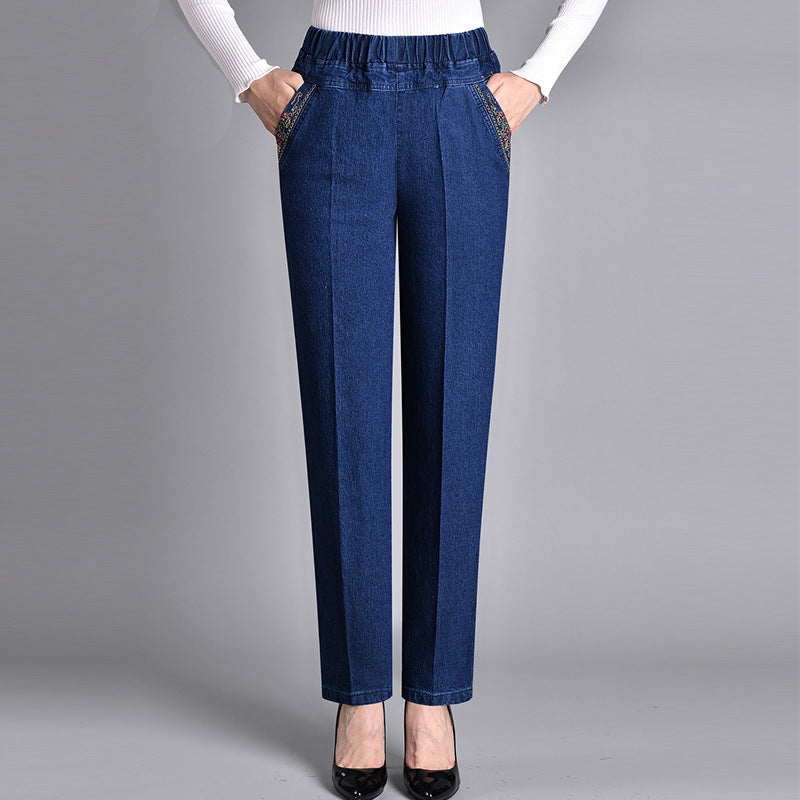 Olivia | Women's Jeans with Side Pockets and Elastic Waist