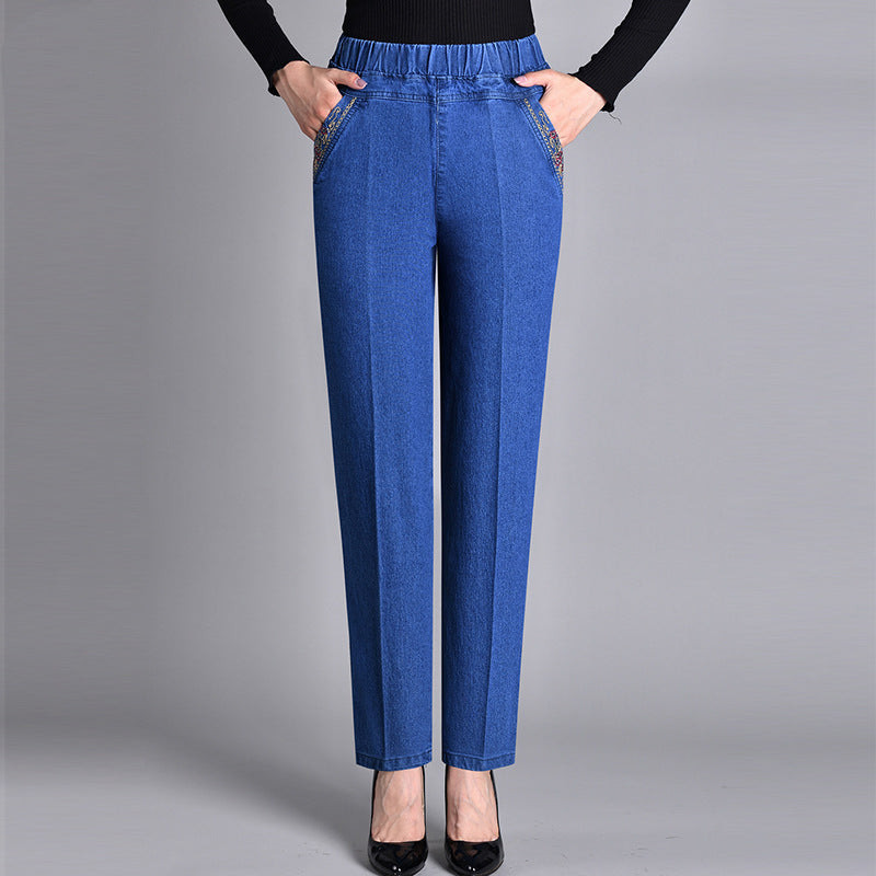 Olivia | Women's Jeans with Side Pockets and Elastic Waist