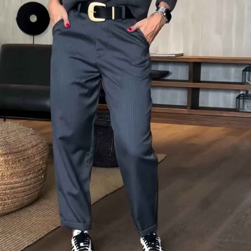 Casual Straight Blazer Pants with High Waist for Women