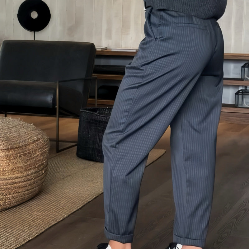 Casual Straight Blazer Pants with High Waist for Women