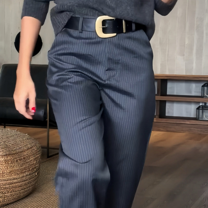 Casual Straight Blazer Pants with High Waist for Women