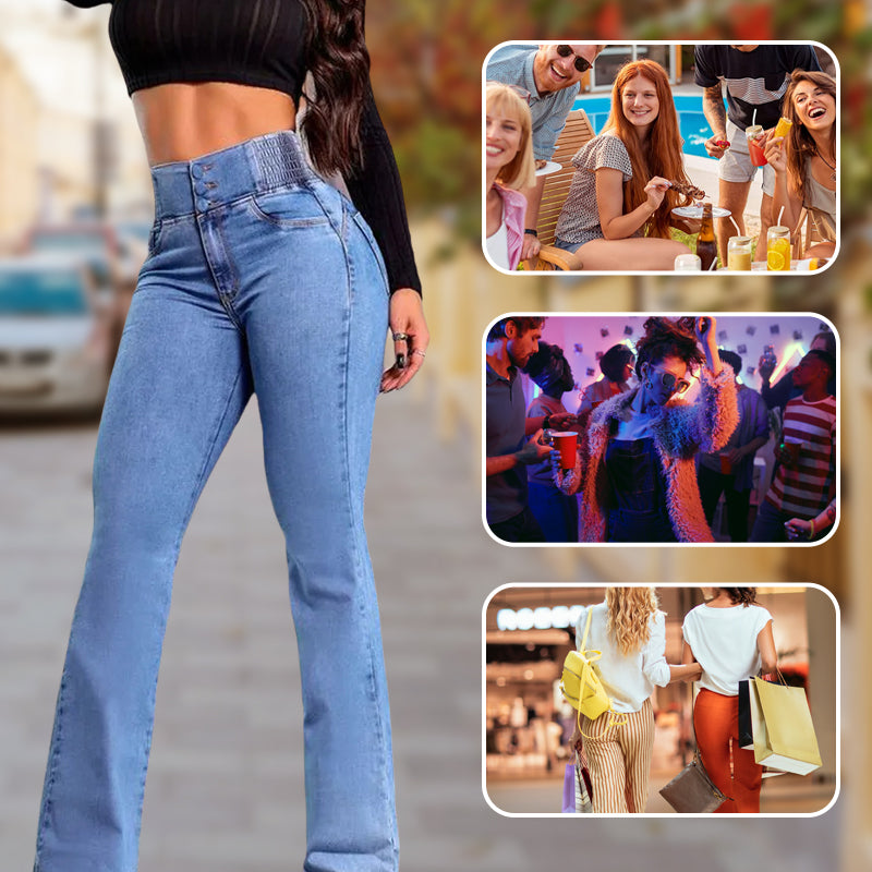 Spring New Arrival High Waisted Stretch Flare Jeans