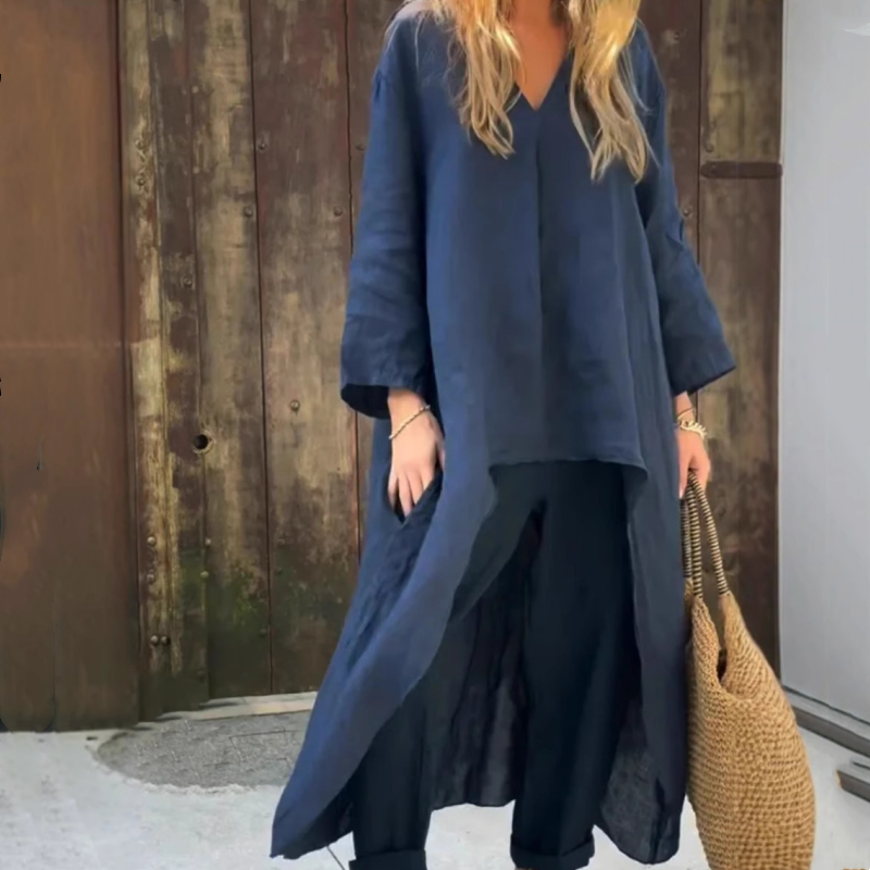 🌞👚Women's Summer Loose Pocket V-Neck 2-Piece Set🌸 Light and Comfortable, Stylish and Casual, A Summer Must-Have!