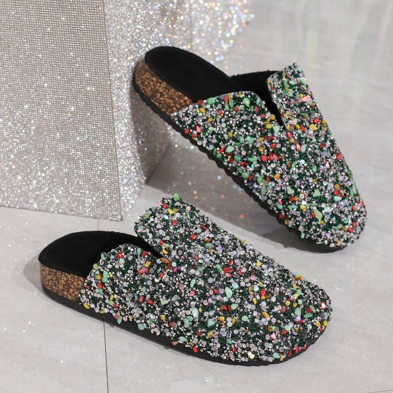 💕Limited Sale 50% OFF💕Women's Comfortable Casual Sequin Cork Slippers