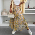 ☀️2025 Early Summer New 💜Trendy Print Elastic Waistband Flowy Maxi Skirt