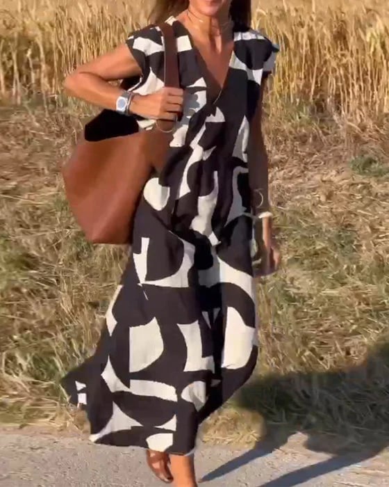 🎁Mother's Day Hot Sale 63%🔥V-Neck Print Dress