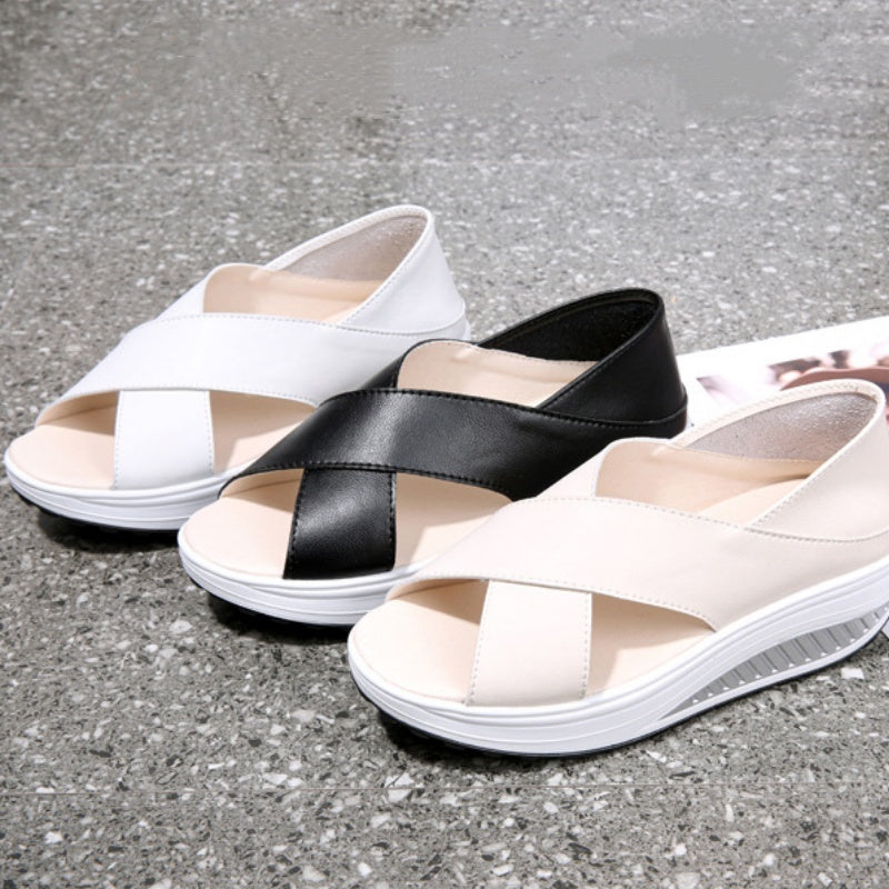 💞💞💞💞Women's Elegant Solid Color Thick Sole Lightweight Comfortable Sandals