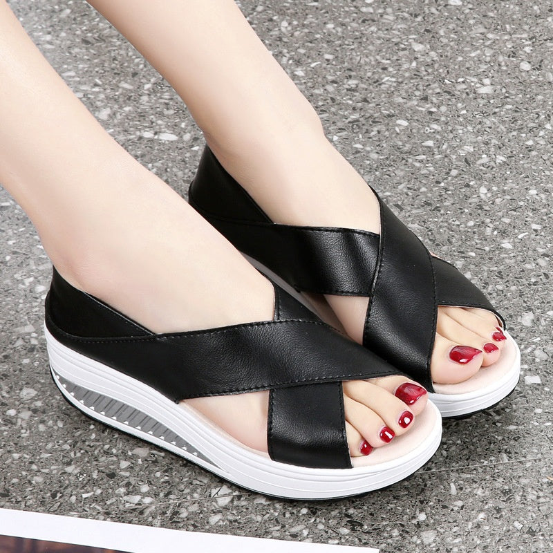 💞💞💞💞Women's Elegant Solid Color Thick Sole Lightweight Comfortable Sandals