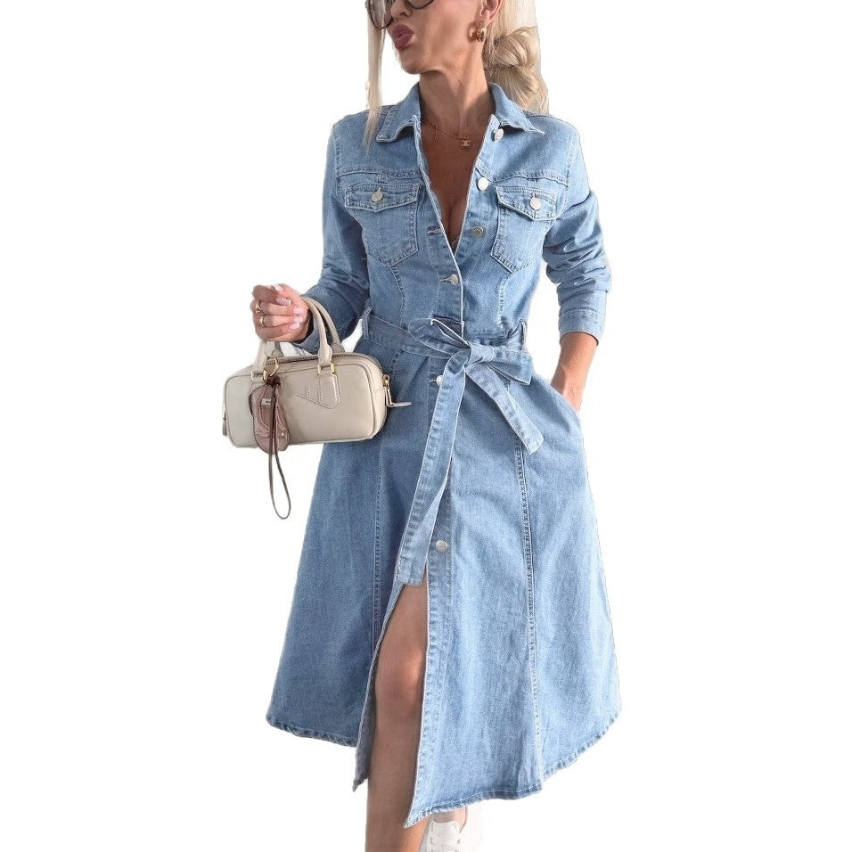 ⏳Time-Limited Special⏰Women's Button Down Long Sleeve Denim Dress